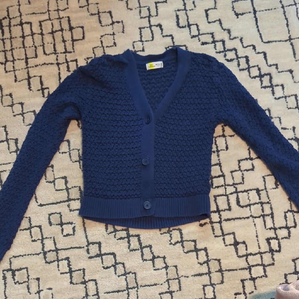 Navy Blue Crochet Sweater